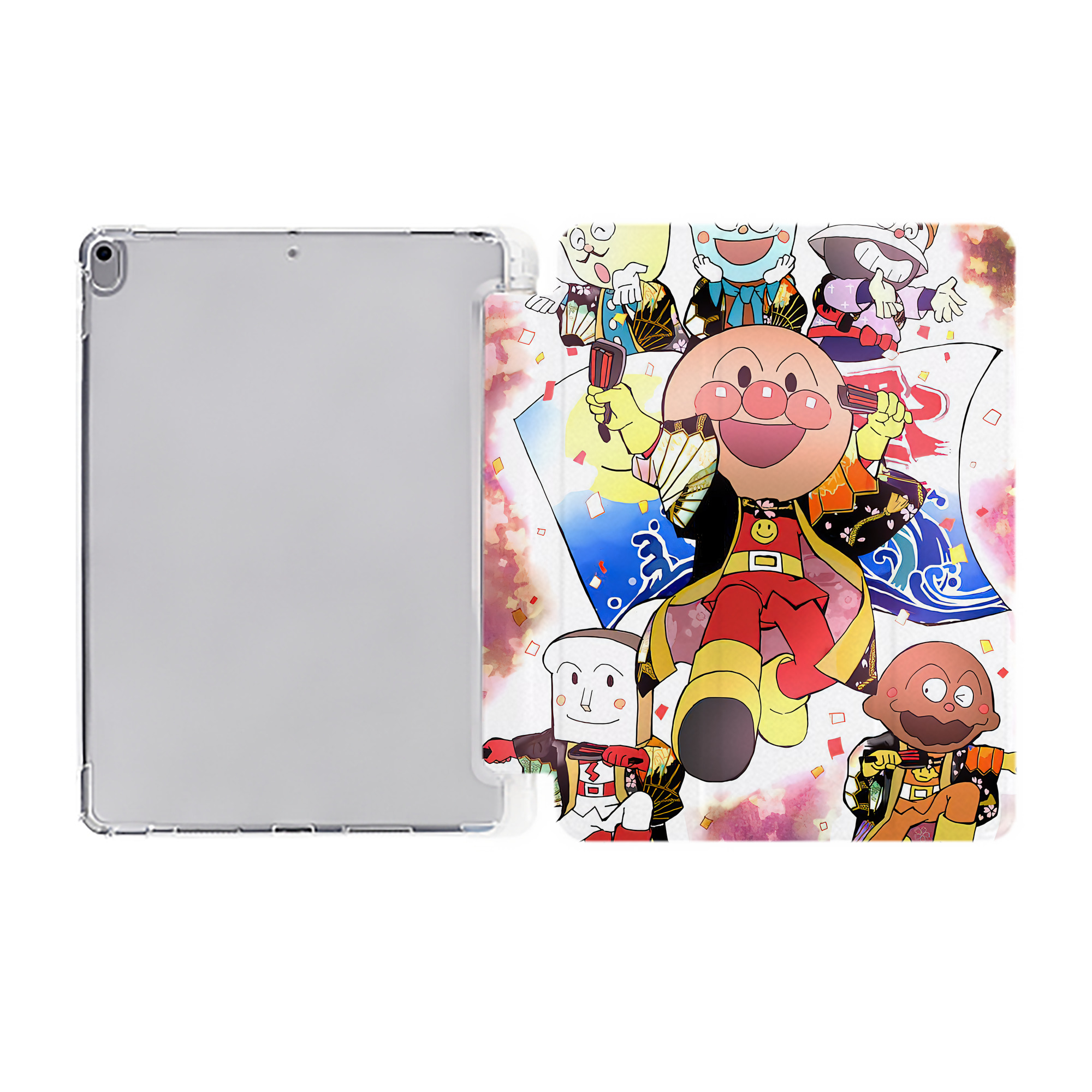 （画像用） アンパンマン Anpanman IPad ケース ペン収納付き 三つ折りスタンド PUレザー×シリコン 対応機種9.5/10.5/10.9インチ